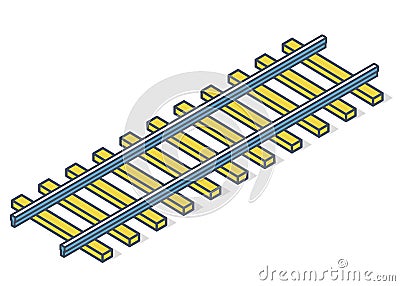 Outlined vector railway in isometric 3d perspective isolated on white background Stock Photo