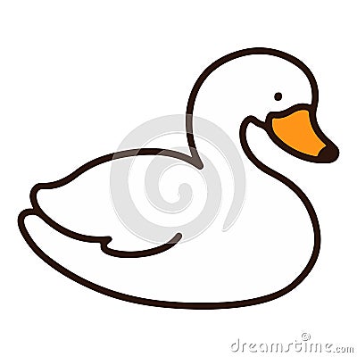 Outlined white simple and pretty swan Vector Illustration