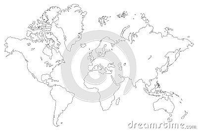 Outlined world map Vector Illustration