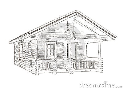 Outlines of the house built of logs Stock Photo