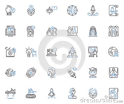 Outlook future line icons collection. Automation, Integration, Collaboration, Personalization, Machine learning Vector Illustration