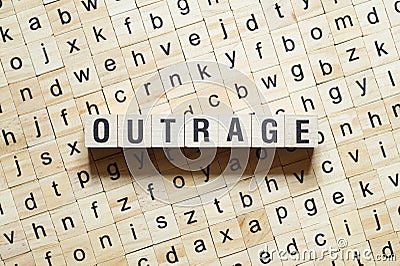 Outrage word concept on cubes Stock Photo