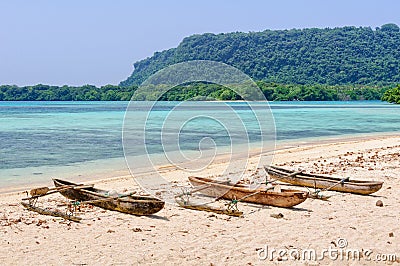 Outrigger Canoes - Espiritu Santo Stock Photo