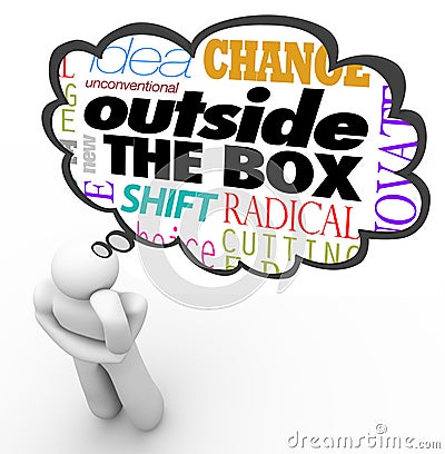 Outside the Box Thinking Person Creativity Innovation Stock Photo