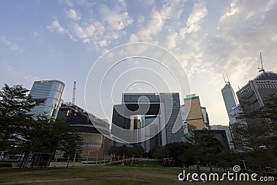 Outside of Central Government Offices and Legislative Council Complex in Hong Kong. Editorial Stock Photo
