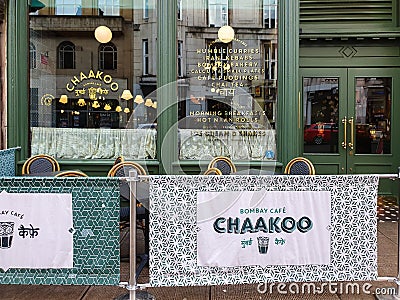 Outside Chaakoo, Bombay Cafe, Glasgow Editorial Stock Photo