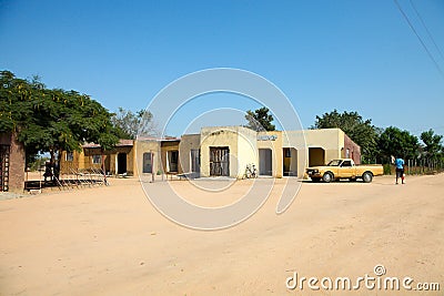 Outside Exterior of old Spaza Shop traditional retail store in small town Editorial Stock Photo