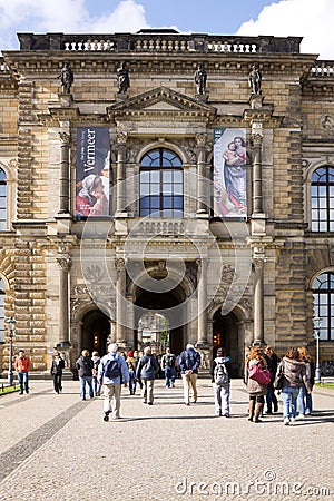 The outside facade of the Old Masters Picture Gallery in Dresden Editorial Stock Photo