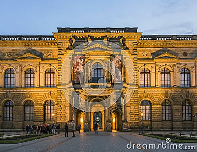 The outside facade of the Old Masters Picture Gallery in Zwinger Stock Photo