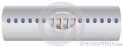 Outside and Inside of Airplane. Focus of Economic class seat Cartoon Illustration