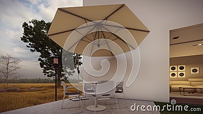 outside lounge with beautiful nature 3d illustration Stock Photo