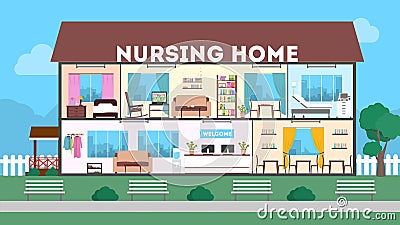 Outside nursing home. Vector Illustration