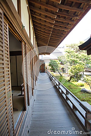 The outside porch of Daikaku-Ji temple. Kyoto Japan Stock Photo