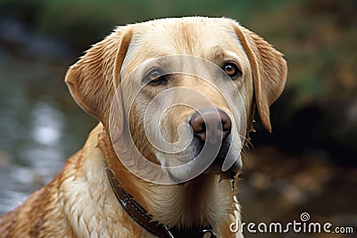 Labrador Retriever Protrait Outside, Generative AI Stock Photo
