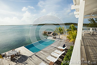 Waterside pool, Exuma, Bahamas Stock Photo