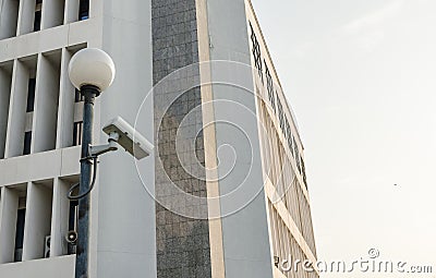 Outside security cameras cover single angles Stock Photo