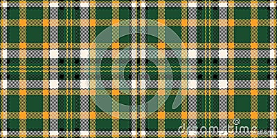 Outside textile seamless fabric, vogue pattern vector texture. Autumn tartan background check plaid in green and orange colors Vector Illustration