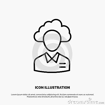 Outsource, Cloud, Human, Management, Manager, People, Resource Line Icon Vector Vector Illustration