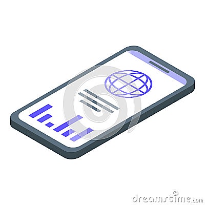 Outsource global smartphone icon, isometric style Vector Illustration