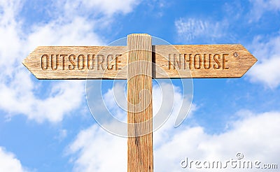 Outsource or inhouse concept Stock Photo