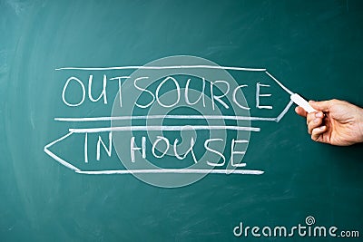Outsource Word. Hire House Consulting Employee Stock Photo