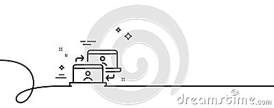 Outsource work line icon. Job at home sign. Continuous line with curl. Vector Stock Photo