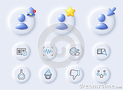 Outsource work, Search book and Instruction manual line icons. For web app, printing. Vector Vector Illustration