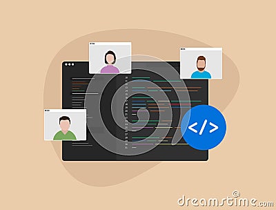 Outsourced product development concept. Collaborative outsourcing, Remote teamwork, digital team on demand, In-house Vector Illustration