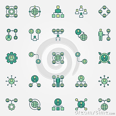 Outsourcing colored icons set - vector outsource signs Vector Illustration