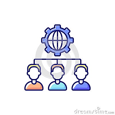 Outsourcing RGB color icon Cartoon Illustration