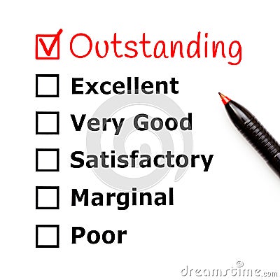 Outstanding Customer Service Evaluation Form Stock Photo