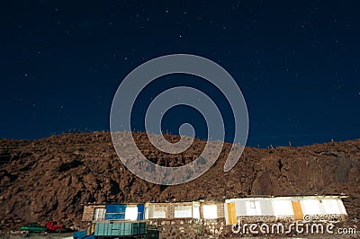 Outstanding starry sky at high altitude on the barren highlands of the Andes in Bolivia Stock Photo