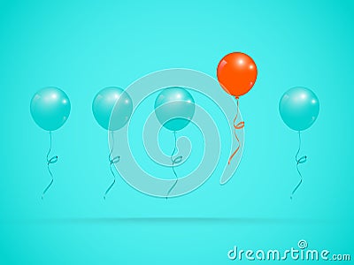 Outstanding unique orange balloon. Business success concept. Vector Illustration