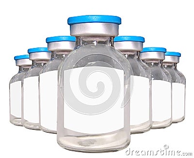 Outstanding vaccine, medicine. Blank labels. Isolated. Stock Photo