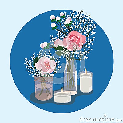 OUTSTANDING WEDDING TABLE DECORATIONS IDEAS Vector Illustration