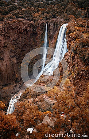 Ouzoud Waterfalls or Cascades d`Ouzoud in Morocco Stock Photo