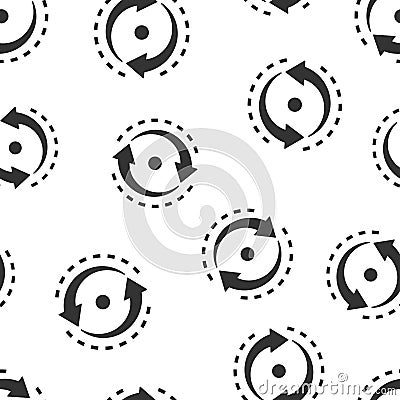 Oval with arrows icon seamless pattern background. Consistency repeat vector illustration on white isolated background. Reload Vector Illustration