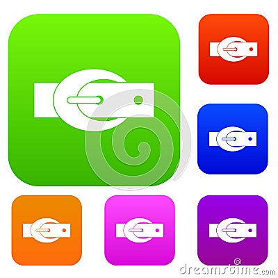 Oval belt buckle set color collection Vector Illustration