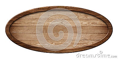 Oval board made of natural wood and with dark frame Stock Photo