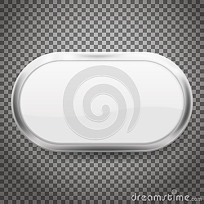 Oval buttons with chrome frame isolated on transparent background. Vector illustration. Vector Illustration