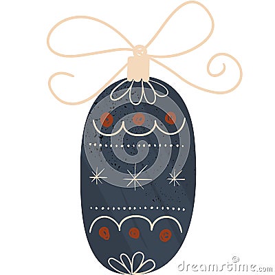 Oval christmas ball doodle pattern icon vector Vector Illustration