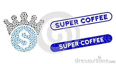 Oval Collage Financial Crown with Textured Super Coffee Stamps Stock Photo