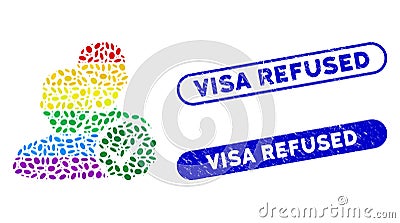 Oval Collage For Gays with Scratched Visa Refused Seals Stock Photo