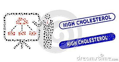 Oval Collage Health Care Lecture with Distress High Cholesterol Stamps Vector Illustration