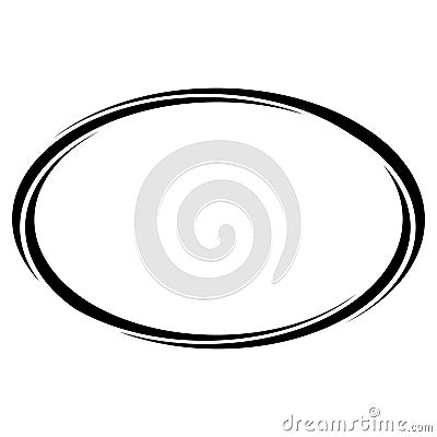 Oval ellipse banner frame, oval badge label with swish edges Vector Illustration