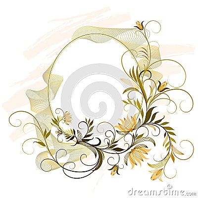 Oval floral ornament Vector Illustration