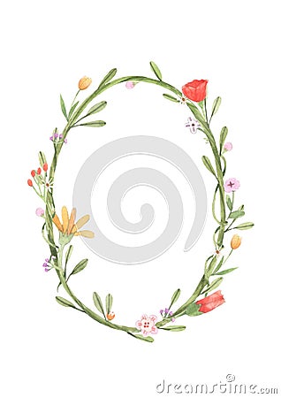 Oval flower frame1 Cartoon Illustration