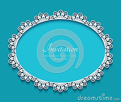 Oval frame with cutout lace border pattern Vector Illustration