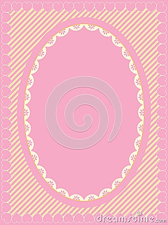 Oval Frame of Victorian Eyelet on Heart Trimmed St Vector Illustration