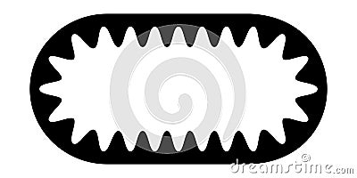 Oval frame with wavy inner edges. Rectangular shape with undulated inside borders. Empty text box, sticker, tag or label Vector Illustration